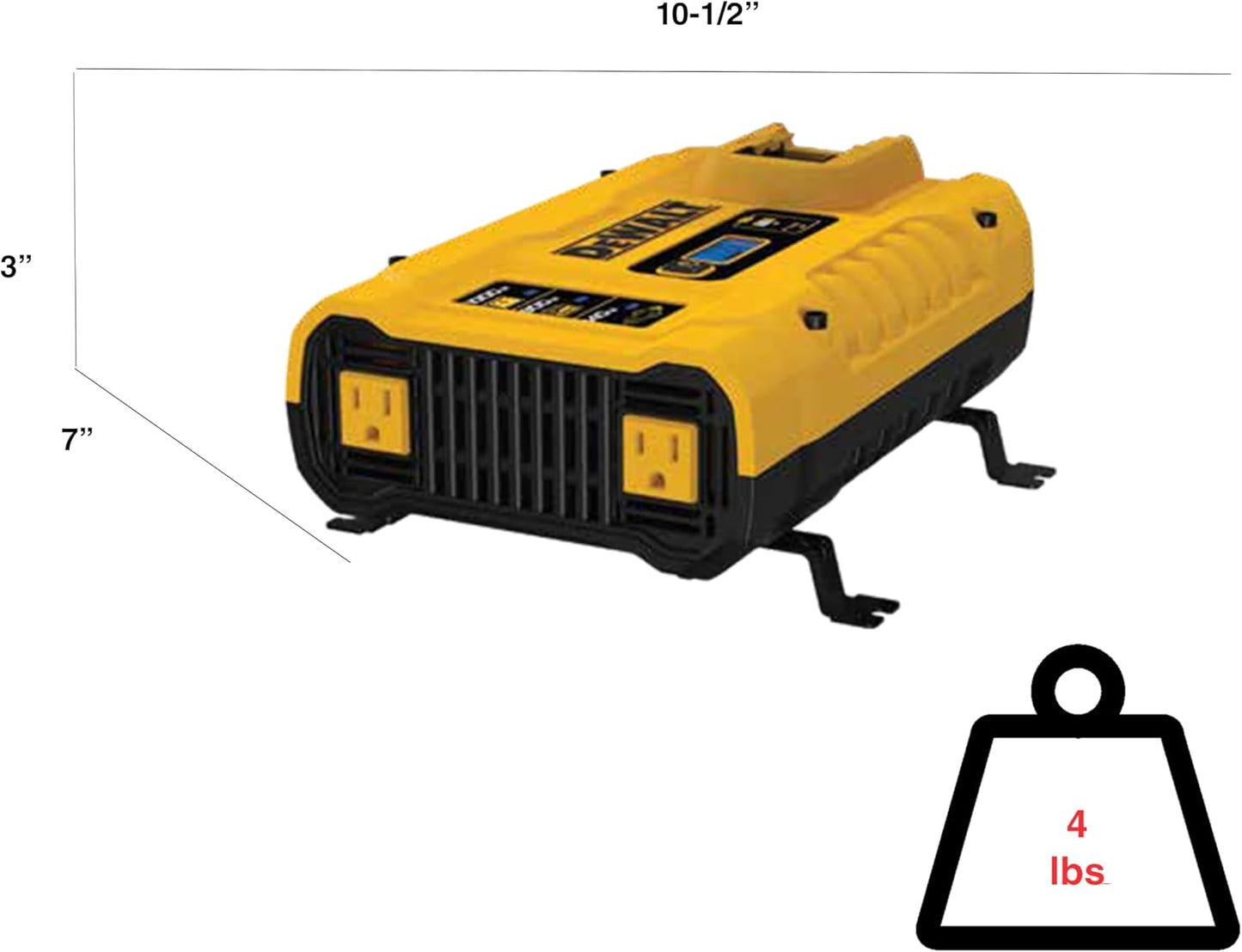 DEWALT DXAEPIP3W 20V, 3-Way Powered (Cables, Battery, DC Plug) 1000 Watt Power Inverter; Dual AC Outlets, 1 USB-A Port, & 1 USB-C 30W Port - E.S.N Tools