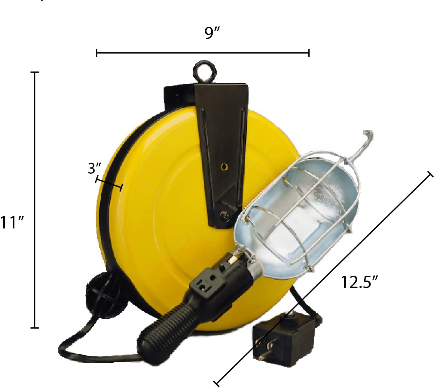 Alert Stamping 5000-50G-CB Incandescent Metal Retractable Cord Reel Work Light with Circuit Breaker - E.S.N Tools