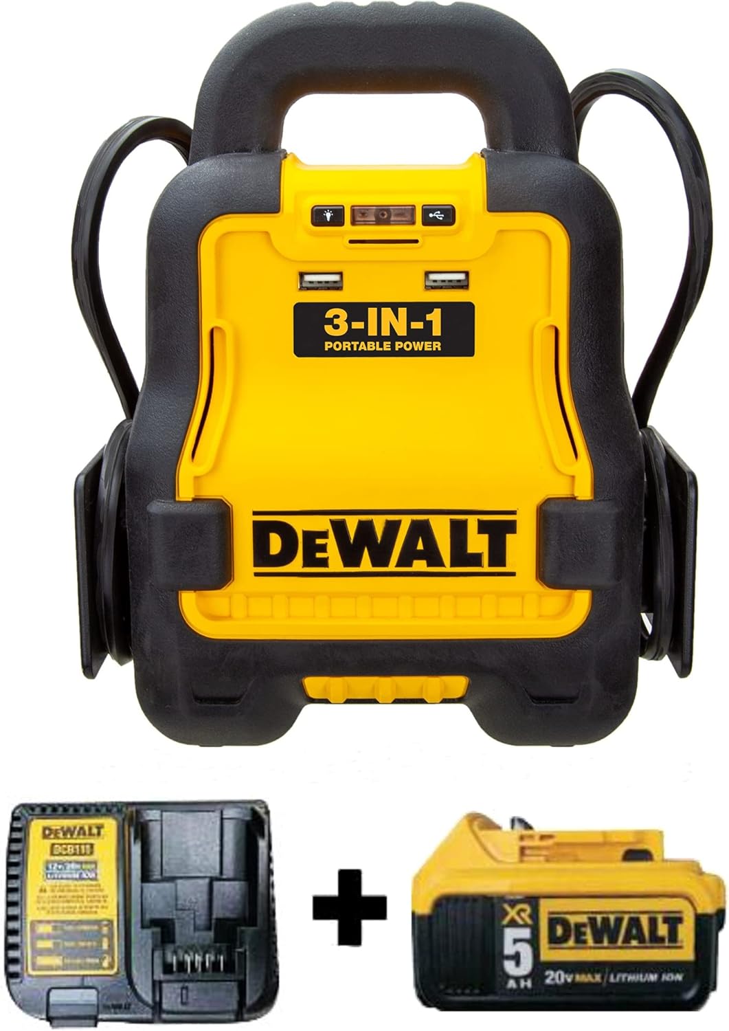 DeWalt DXAE20VBBK Battery Booster with 20V XR 5 AH Lithium-Ion Battery and DCB115 Battery Charger - E.S.N Tools