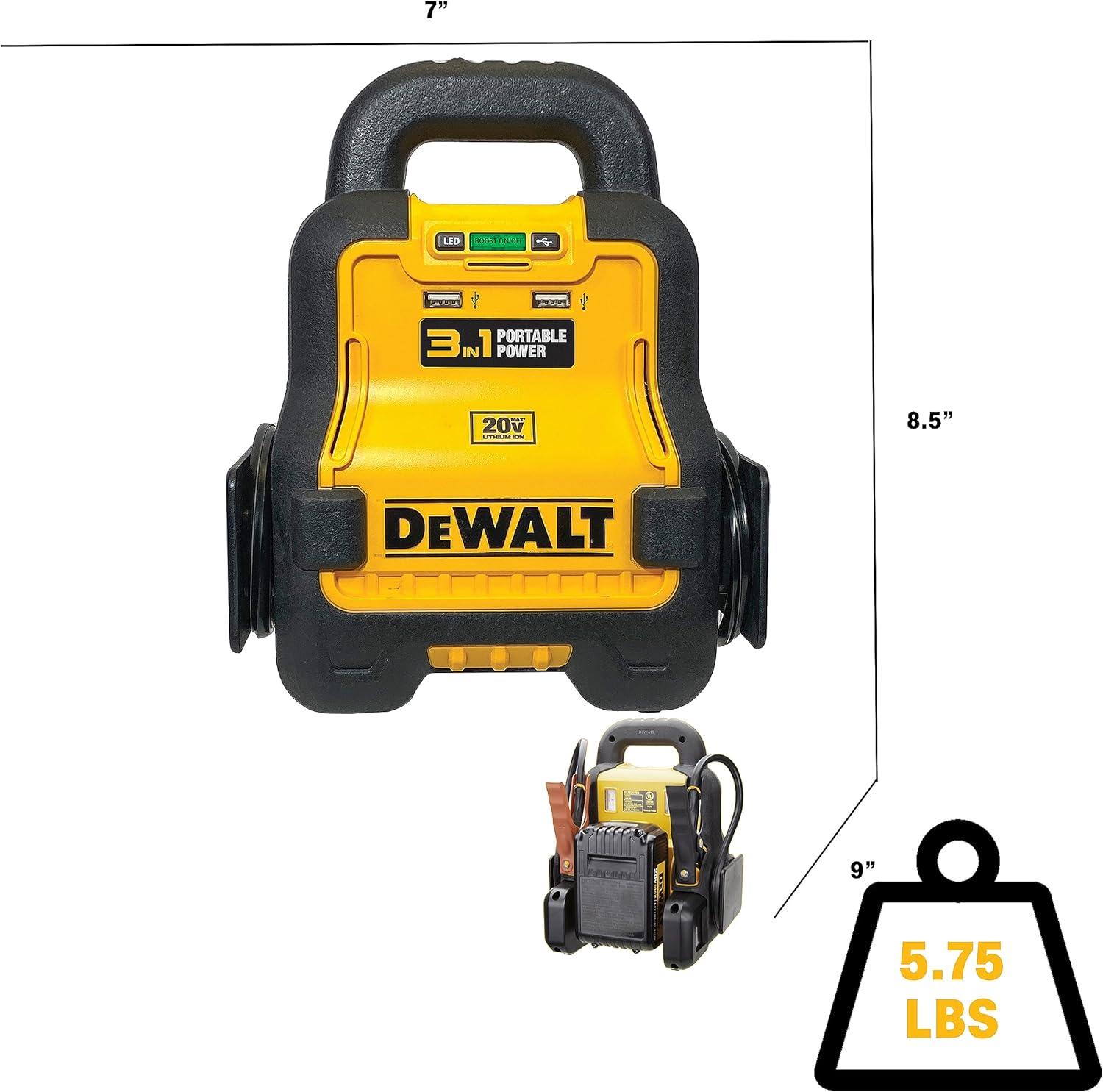 DeWalt DXAE20VBBK Battery Booster with 20V XR 5 AH Lithium-Ion Battery and DCB115 Battery Charger - E.S.N Tools