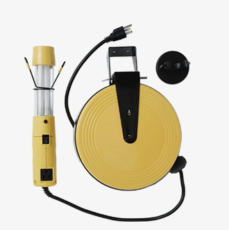 Watt Fluorescent Work Light with 40-Feet Cord Reel , Yellow | Retractable Extension Cord - ESN Tools