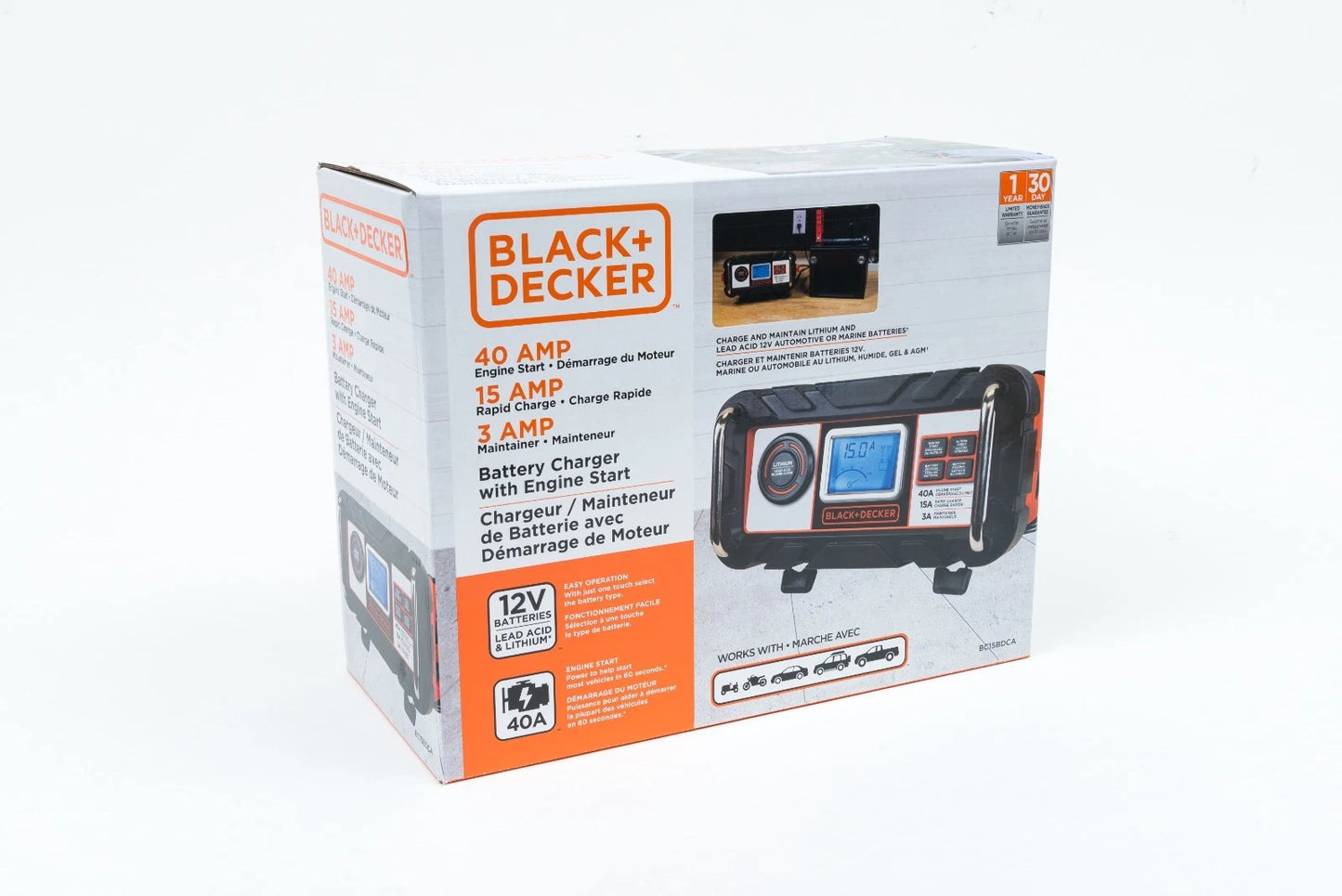 BLACK+DECKER BC15BD 40 Amp Battery Charger for Lithium/Lead Acid - E.S.N Tools