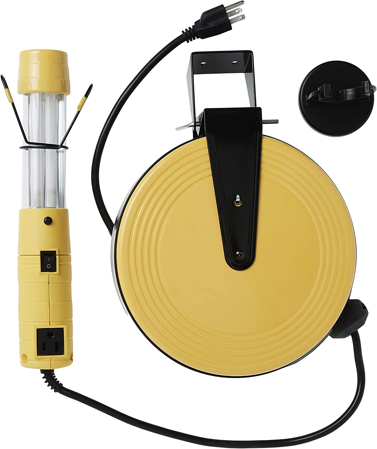 Watt Fluorescent Work Light with 40-Feet Cord Reel | Retractable Extension Cord - ESN Tools