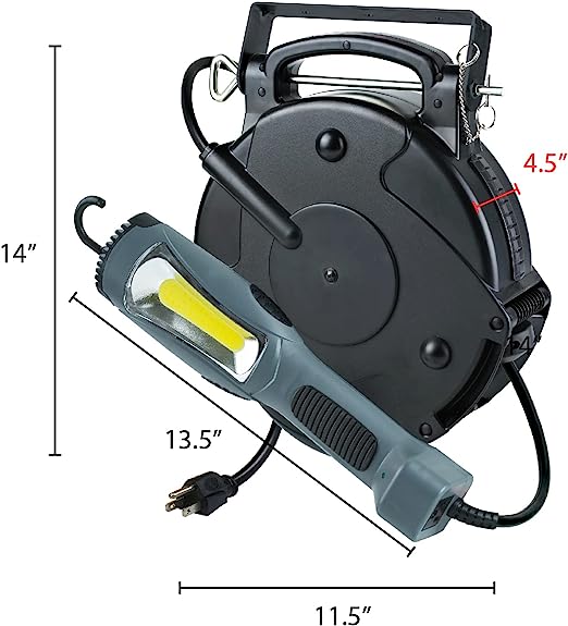 Alert ProReel Professional Grade ProReel 8665TFS Heavy Duty Retractable  Extension Cord Reel | 65 Foot 12/3 SJTOW 15 Amp Single Tap Industrial Cord  