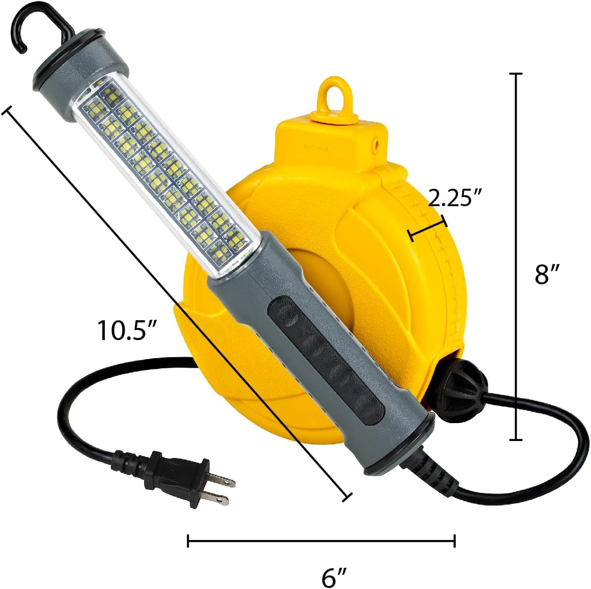 Alert Retractable Cord Reel with LED Work Light, 20' 18/2 SVT, 300 Lumens; ProReel 920LSM - E.S.N Tools