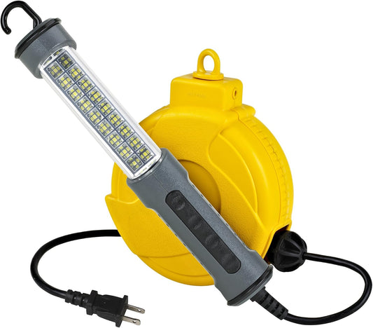 Alert Retractable Cord Reel with LED Work Light, 20' 18/2 SVT, 300 Lumens; ProReel 920LSM - E.S.N Tools