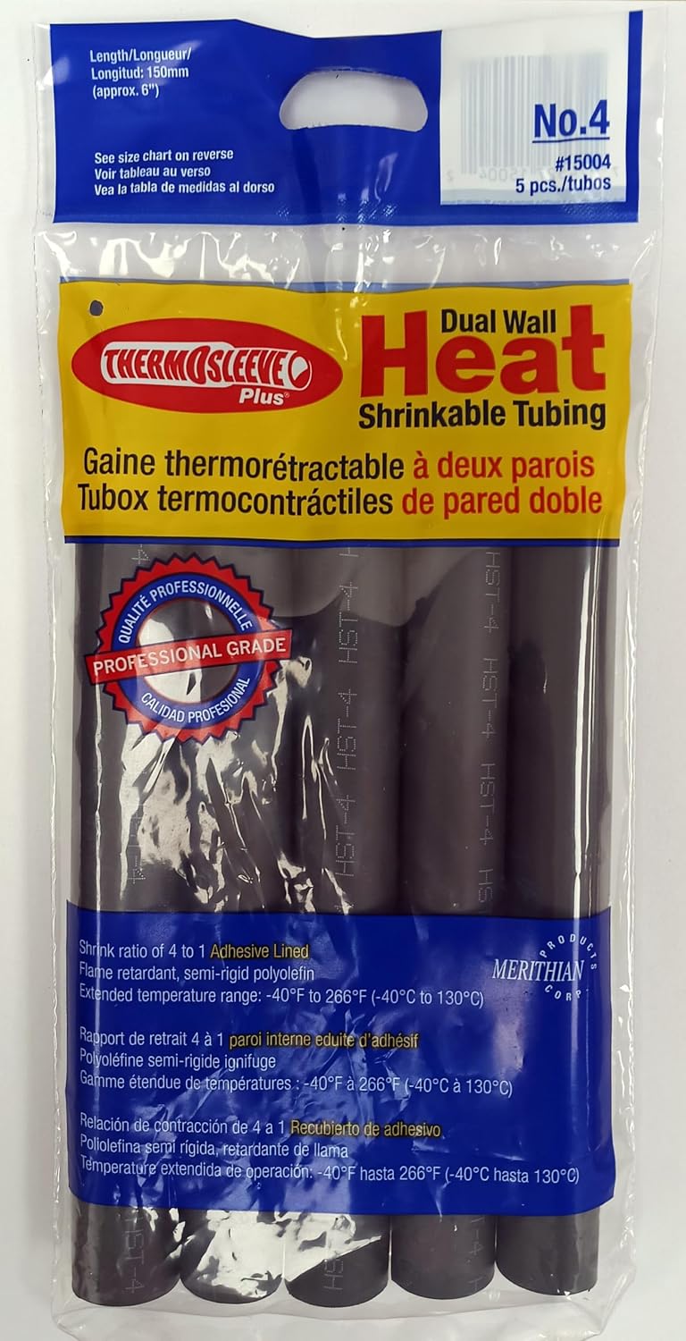ThermOsleeve Plus semi-Rigid, 'Dual Wall Heat Shrinkable tubing (0.700" Diam - 6" Length) 5 pcs - Shrink Ratio 4:1