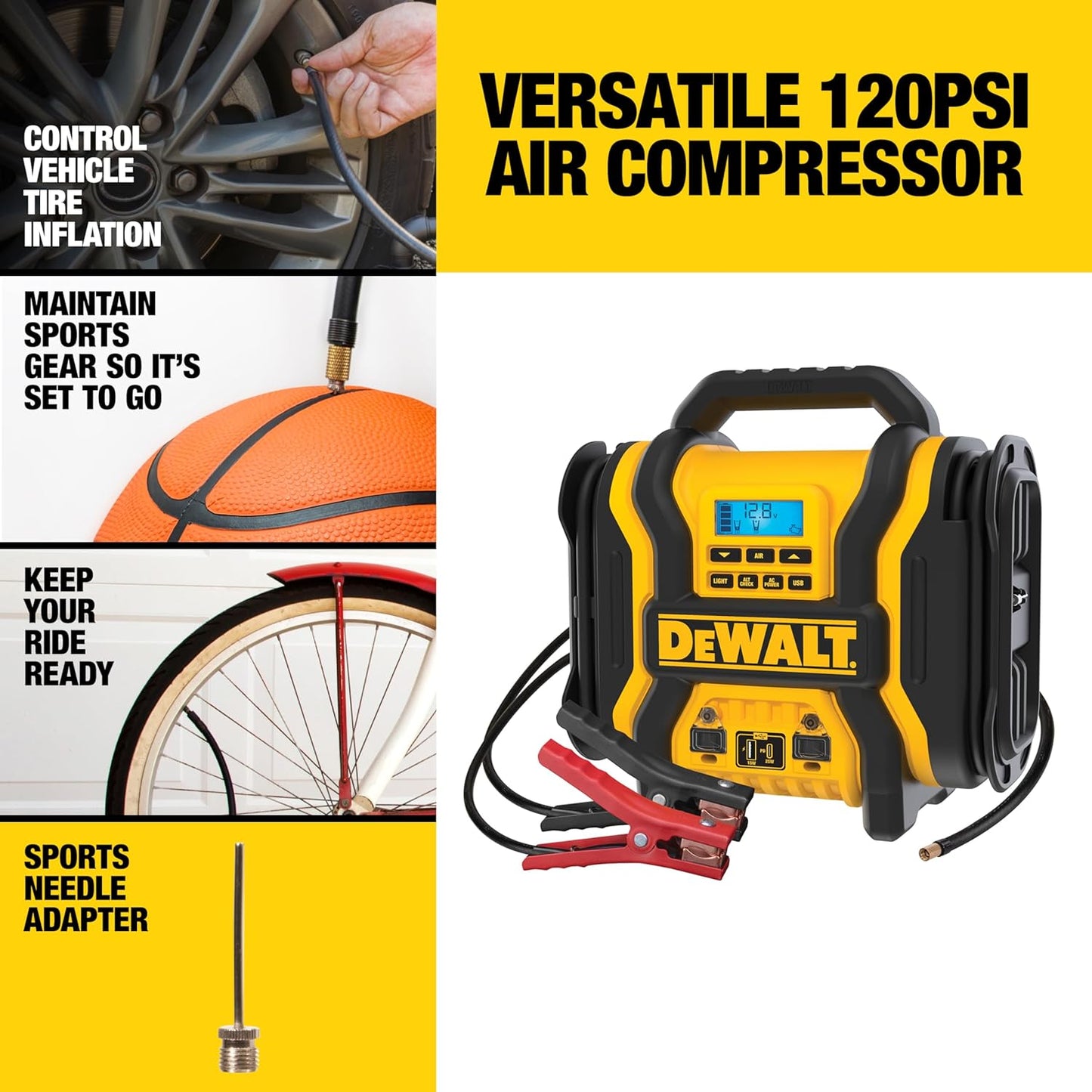 DEWALT DXAEPS14 120 PSI digital air compressor jump starter - E.S.N Tools