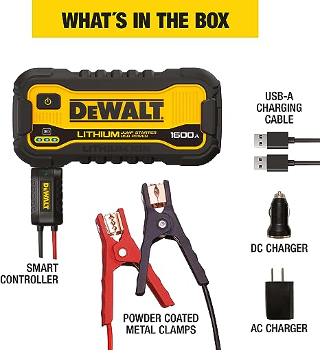 DeWalt 1600 Peak Amp Lithium Jump Starter with USB Power Bank, DXAELJ16 - E.S.N Tools