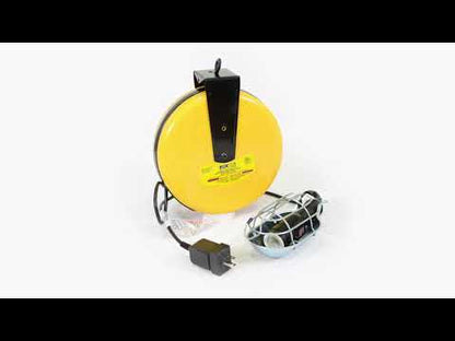 Alert Stamping 5000-50G-CB Incandescent Metal Retractable Cord Reel Work Light with Circuit Breaker