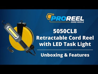 Professional Auto Repair Drop Lighting 8 Watt Bright 900 Lumen COB LED Cord Reel Garage Shop Work Light