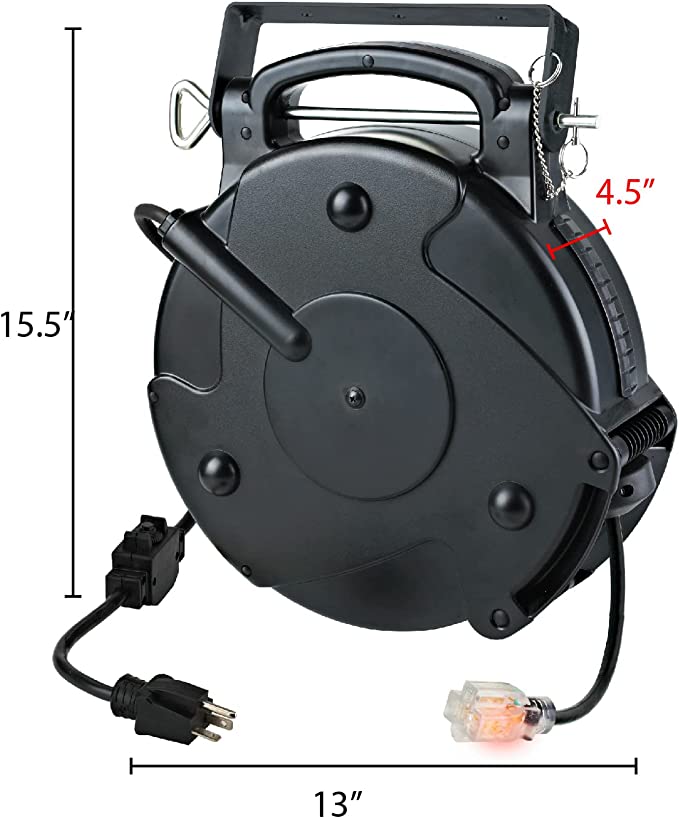 Amp Single Tap Industrial Retractable Extension Cord Reel | Retractable Extension Cord - E.S.N Tools