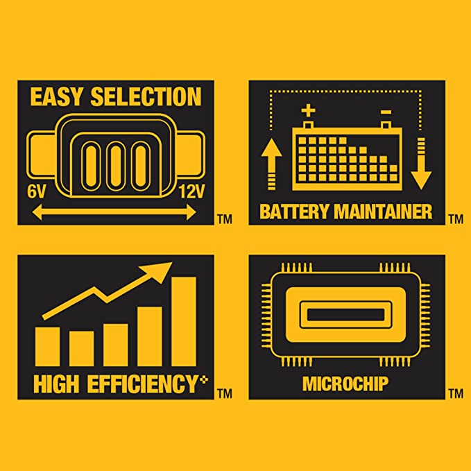 Dewalt Battery Charger DXAEC2 Professional 2 Amp Automotive / Maintainer , Yellow - E.S.N Tools