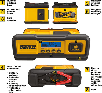 DeWalt DXAEC100 Professional 30 Amp Battery Charger, 3 Amp Battery Maintainer with 100 Amp Engine Start - E.S.N Tools